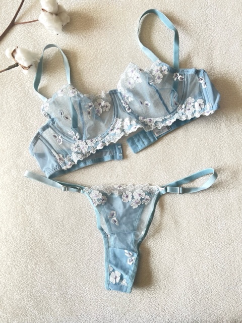 ست شورت و سوتین آبی کد 351