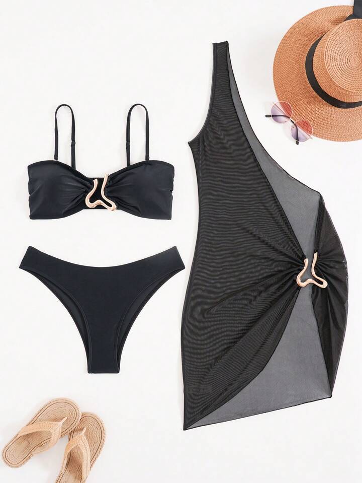 مایو سه تیکه مشکی کد 561